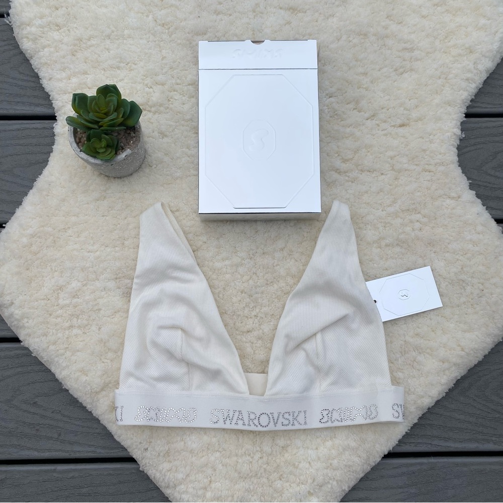 Skims Swarosvki White Bralette